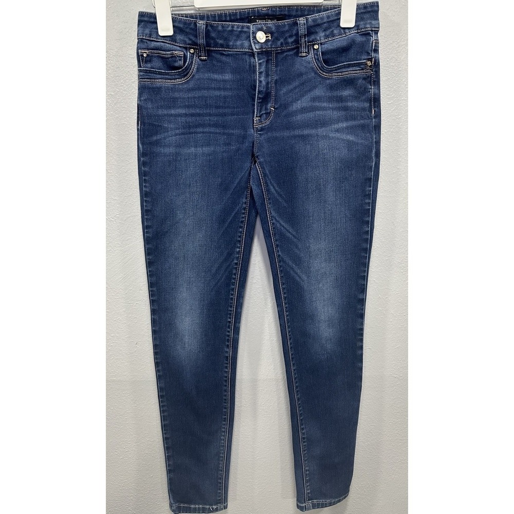 White House Black Market Denim Jeans Womens 4R  Skinny Leg Blue Stretch Preppy